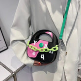 Round Handle With Chain Ornament Cute Bag